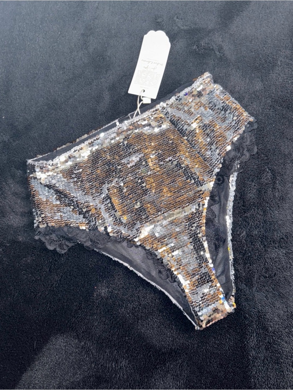 Sequin High-Waist Briefs - Silver For love & lemons